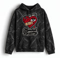 Black distressed Mended Recovery hoodie – statement graphic