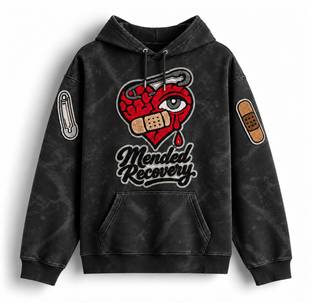 Mended Recovery Statement distressed hoodie in Black